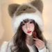 Siamese Furry Little Raccoon Cartoon Cute Versatile Winter Ear Protection Warm Lei Feng Hat_desvips.com