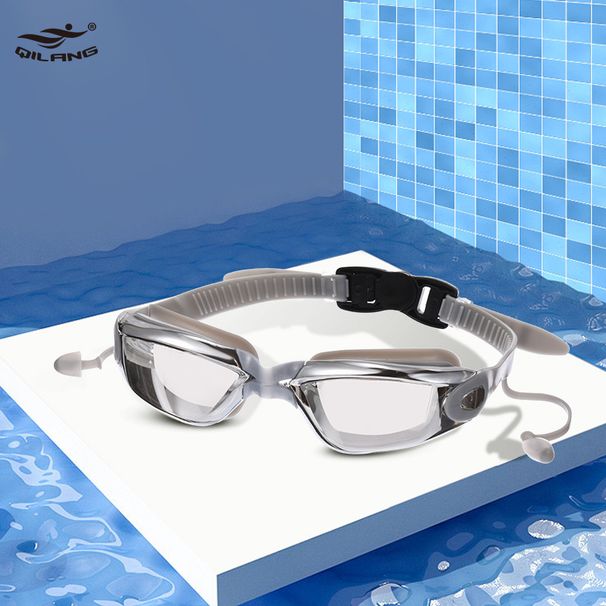 Qilang Goggles For Adults, Unisex, One-piece With Earplugs, Waterproof, Anti-fog, Electroplated, Non-prescription_desvips.com