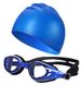 Silicone Anti Fog Swimming Goggles + Silicone Nose Clip Earplugs + Silicone Fishtail Cap 5 Piece Set_desvips.com