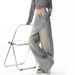 RenMou Light Blue Spring/summer New Denim Pants, Women's American Loose Design, Slimming And Floor Hugging Wide Leg Pants Exclusive Supply_desvips.com