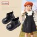 Girl Fall And Winter Girls' Small Leather Boots Baby Boy Toddler Cotton-Padded Shoes With Veet Little Kids' Booties_desvips.com