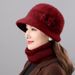 Warm Rabbit Fur For Middle-aged Elderly Women, Autumn And Scarf Two-piece Set, Granny Winter Bucket Hat_desvips.com