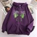 Skull Butterfly Street Hip Hop Gothic Harajuku Y2k Black Zipper Double Layer Hoodie Women's Jacket Sweatshirt_desvips.com