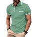 Summer Casual Breathable Button Color Blocked Pocket Men's Polo Shirt Sportswear_desvips.com