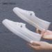 2021 Low Platform Women Female Pu Leather Walking Sneakers Loafers White Flat Slip On Casual Shoes_desvips.com