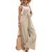 Women"s Solid Color Casual Strappy Jumpsuits _desvips.com