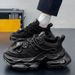 Men' 2025 New Autumn Caual Air Cuhion Shock Aborption Dad Sport Running Thick Sole Black Warrior Trendy_desvips.com