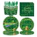 St. Patrick's Day Green Checkered Clover Party Tableware Set Paper Plate Theme Scene Decoration Props_desvips.com