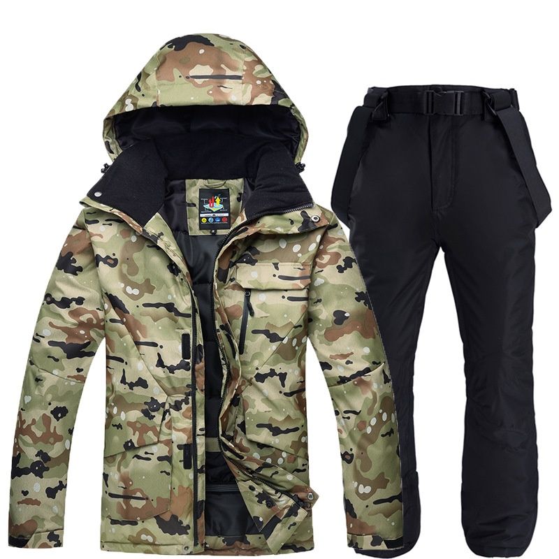 001 New Men's Winter Outdoor Warm Thickened Suit Pants Ski Clothing Set_desvips.com
