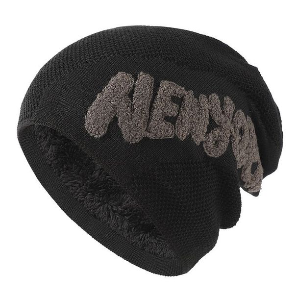Big Head Fleece-Lined Knitted Hat Men Women, Thickened For Autumn And Winter, Outdoor Cycling, Cold-Proof, Warm,_desvips.com