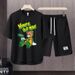 Men's Clothing 2024 Waffle Casual Summer Suit Men's Loose Teen Short sleeved T shirt Shorts Handsome Two piece Suit_desvips.com