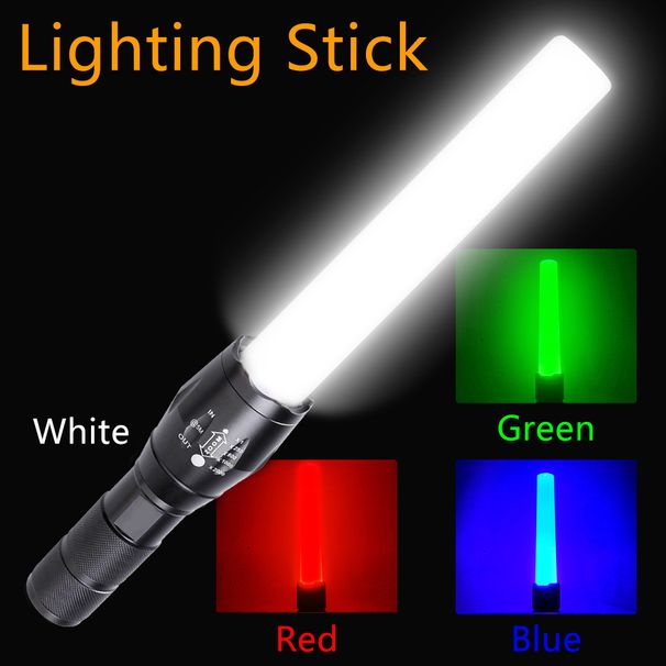 RGBW Four Source Focus Warning Light Flashlight Safety Signal Traffic Fire Command Fluorescent Baton_desvips.com