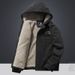 Men's Fleece-Lined Hooded Cotton Jacket - Winter Warm Workwear Coat With Sherpa Lining, Zipper Closure, Casual Outerwear For Urban Style_desvips.com
