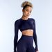 Women's Long Sleeve Yoga Top Breathable Hollow Back Fitness Crew Neck Short Top For Sports_desvips.com