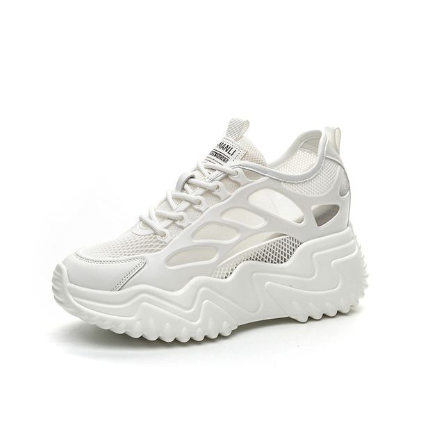 Trendy Sunday Women's New Thick Bottom Slope Sponge Cake Inner Height Increase Casual Sports Mesh Shoes_desvips.com