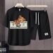 Men's Clothing 2024 Waffle Casual Summer Suit Men's Loose Teen Short sleeved T shirt Shorts Handsome Two piece Suit_desvips.com