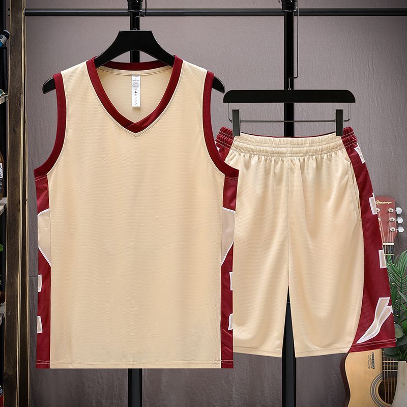 Summer New Sports Suit Men's Running Student Fitness Basketball Jersey Quick-Dry Ice Silk Vest Shorts_desvips.com