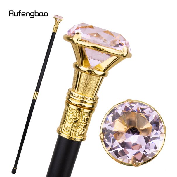 Pink Diamond Type Golden Cane Fashion Decorative Walking Stick Elegant Cosplay Cane Knob Crosier 93cm Performance Stage Cane_desvips.com