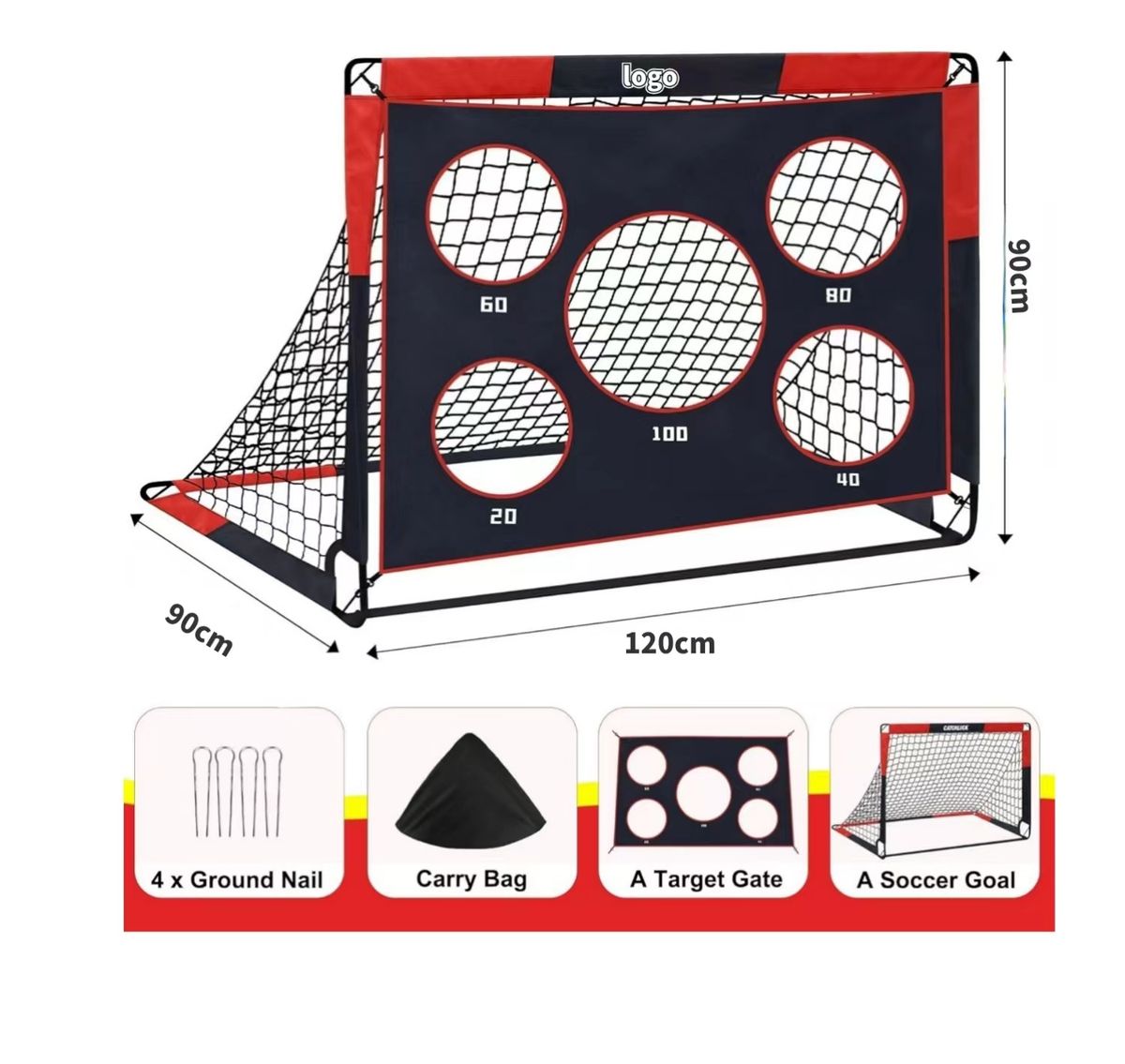 2-In-1 Portable Soccer Goal With Detachable Net - 420D Oxford Fabric Football Training Goal_desvips.com