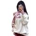 American Embroidered Hoodie With Women's Slanted Shoulder Letter Design, Long Sleeved Spicy Girl Loose Ins Autumn Top_desvips.com