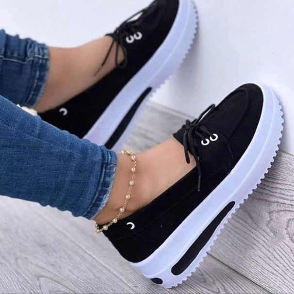 Women's Bullock plus-size women's shoes comfortable casual women's shoes round head lace-up single shoes_desvips.com