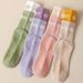 Women's High Elasticity Mid Calf Exercise Yoga Socks Non-Slip Breathable Sweat Wicking Pilates Wrap Around Fitness Socks_desvips.com