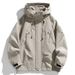 Windbreakers Men Zipper Coat Cargo Waterproof Black Bomber Camping Loose Thin Softshell Hooded Hiking Jacket_desvips.com