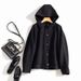 Women's Clothing quality double sided wool coat with hood and short button for women_desvips.com