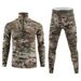 Men's Camo Fleece Thermal Underwear Set - Winter Warm Base Layer For Outdoor Sports & Training (Black, Green, Camo)_desvips.com