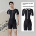 New Men's Swimsuit One-Piece Short Sleeve Diving Sun Protection Quick-Dry Rash Guard Snorkeling Sports Fitness Suit_desvips.com