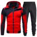 Zipper Solid Color Sweatshirt For Men Autumn Winter Hoodie Trendy Fashion Casual Sports Two-Piece Set_desvips.com