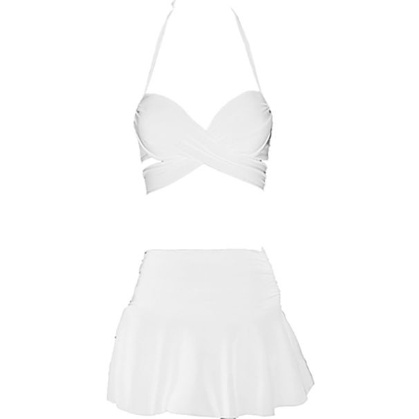 Enifree Underwire Push-Up High-Waist Skirt Style Bikini Three-Piece Set Two-Piece Hot Spring Women_desvips.com