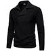 Black French Style Shirt For Men, Long Sleeve, Lazy Pullover, Loose Fit, Autumn Style, Striped, Mature, Casual, Simple_desvips.com