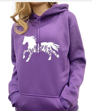 Patterned Horse Print Hooded Women's Sweatshirt, Plus Size, Autumn Winter, Cross-border Supply, European And American_desvips.com