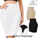Women Sexy Built-in Thong Dress Half Slip Shapewear High Waist Seamless Butt Lifter Knee Length Body Shaper Anti-Slip_desvips.com
