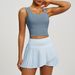 New Fitness Women's Gym Sports Bra + Skirts 2PCS Sets Anti-Glare Tennis Skorts Running Tracksuit Workout Sportswear_desvips.com