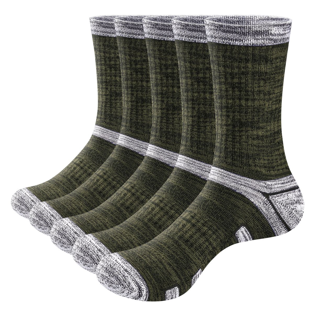 YUEDGE 5 Pairs Mens Moisture Wicking Hiking Combed Cotton Cushioned Crew Socks For Male Size 37-46_desvips.com