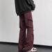 001 American Retro Dark Wine Red Cargo For Men Spring And Autumn Functional Work Trendy Outdoor Waterproof Hiking Pants_desvips.com