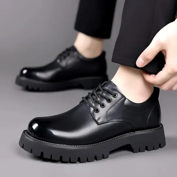 lace Up Oxfords Fashion Casual Leather Men Dress Business British Breathable Groom Platform Wedding Shoes Men 240719_desvips.com