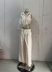 Women's fashion solid color lapel sexy sleeveless top casual pants suit_desvips.com