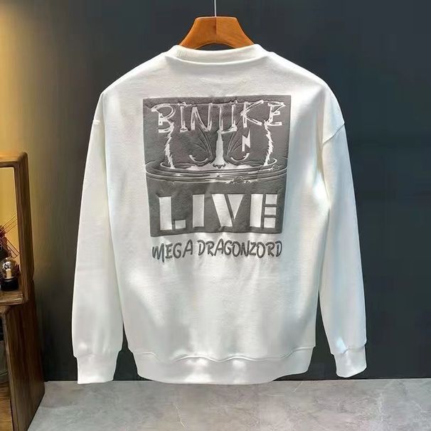 Men's Autumn Sweatshirt Trendy Brand Ins High-End Printed Loose Casual Pullover Crew Neck Long Sleeve T-Shirt Top_desvips.com