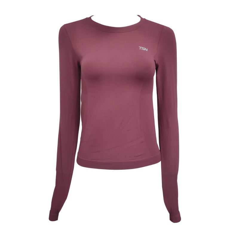 Yoga Wear Sports Long Sleeve Women Seamless Spring Summer Running Fitness Loose Quick Dry Clothing Breathable Top_desvips.com