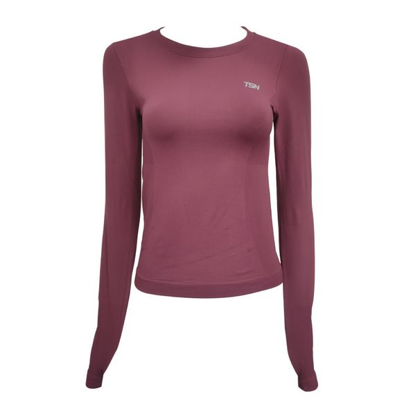 Yoga Wear Sports Long Sleeve Women Seamless Spring Summer Running Fitness Loose Quick Dry Clothing Breathable Top_desvips.com