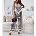 Women's clothing new fashion printed suspenders chest wrap + positioning flower pants suit_desvips.com