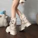 001 001 Thick-Soled Mid-Calf Snow Boots For Women 25 New Winter Sheepskin Fleece-Lined Altay Warm Fur Cotton Shoes JX_desvips.com