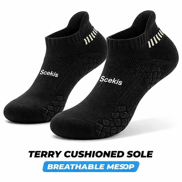 Mens Running Ankle Socks Terry Cushioned Moisture Wicking Low Cut Anti Blister Comfort 6 Pairs Athletic Socks_desvips.com