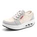 Lightweight Women Toning Shoes Lace Up Green Beige Ladies Slimming Flat Platform Swing Wedge Trainer Fitness Walking_desvips.com