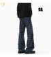 Plaid Pants, Light-flare American Retro Large-size Casual Trousers, New Street Personality Contrasting Striped Plaid Loose Wide-leg Casual_desvips.com