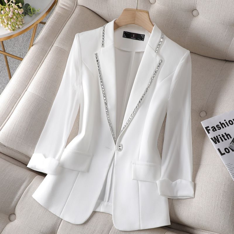 Women's Clothing White small suit jacket for women 2023 new spring and autumn Korean style casual high-end fashion suit ladies tops_desvips.com