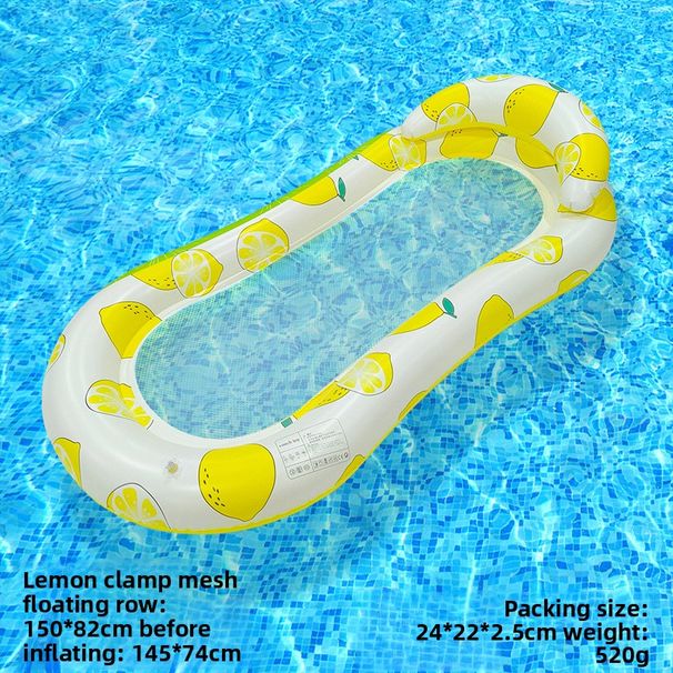 Premium 8-Shaped Inflatable Lounge Chair - Breathable Mesh & Neck Support (Eco-Friendly PVC Single-Size For Pool/Beach Lemon Print Design)_desvips.com